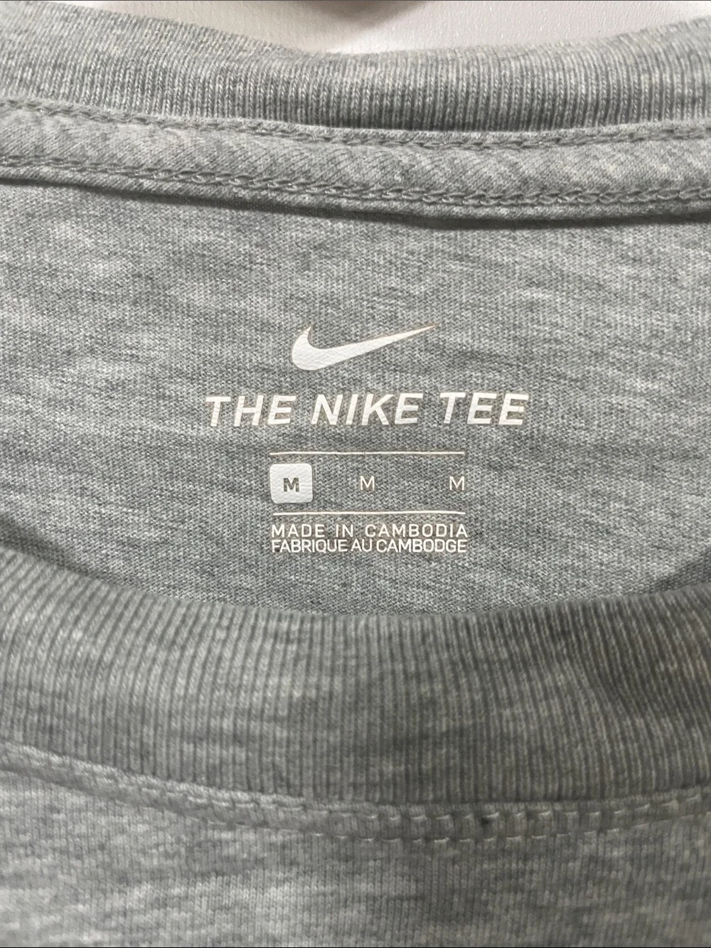 Nike Gray Cropped Logo Tee with Black Swoosh